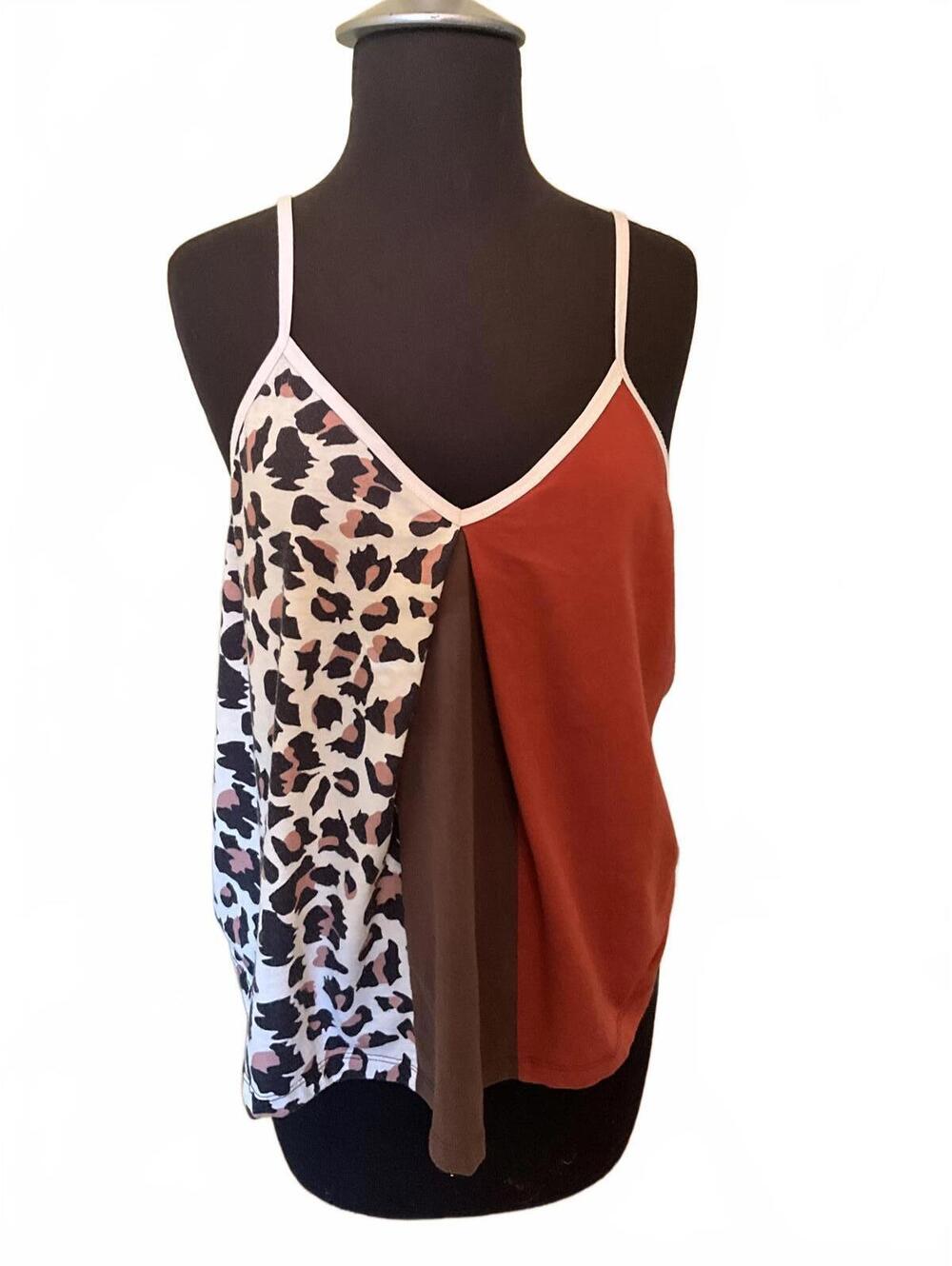 Animal Print Color Block Tank